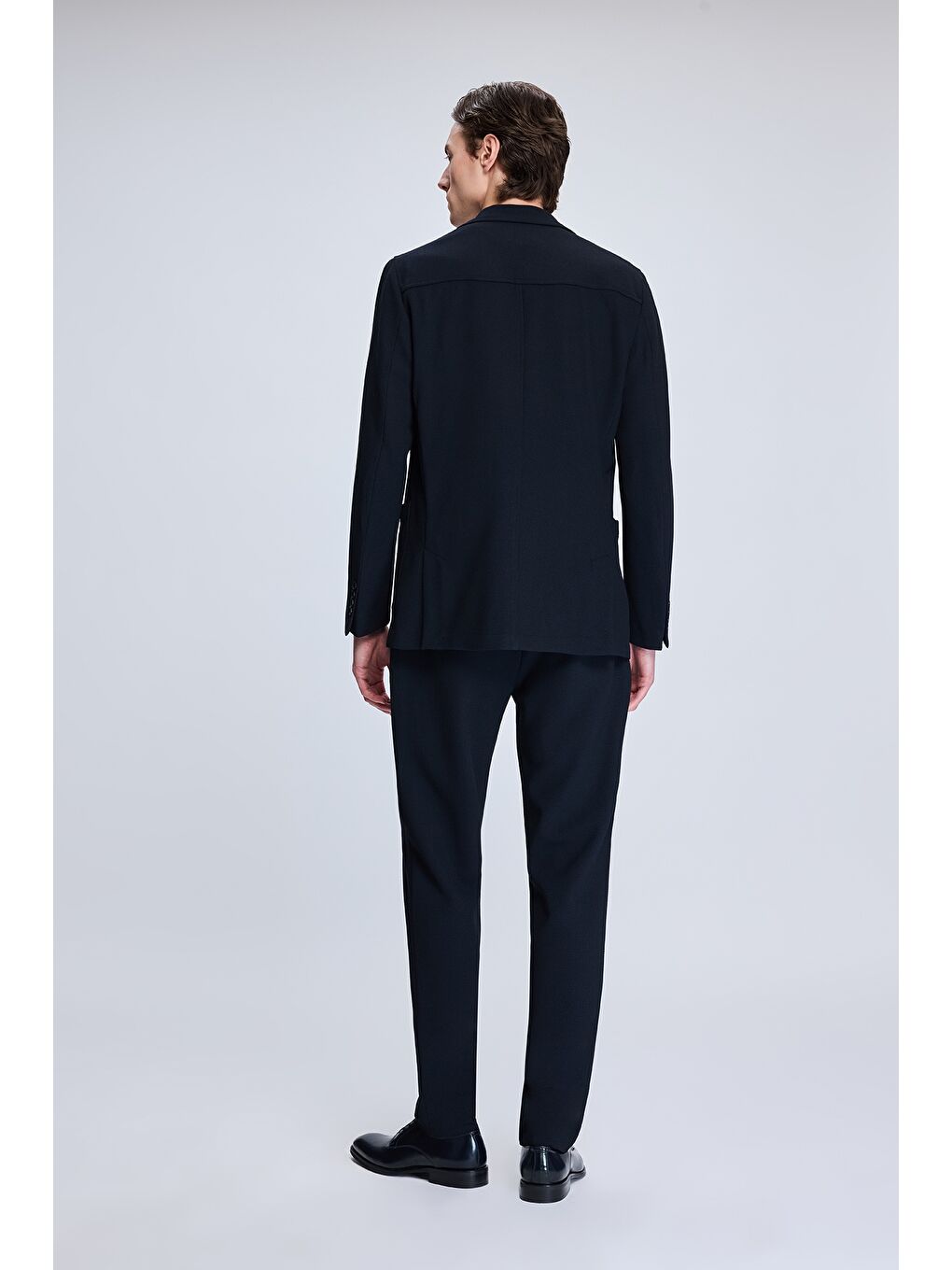 Lacivert Comfort Fit Balıksırtı Mono Yaka Casual Takım Elbise-4