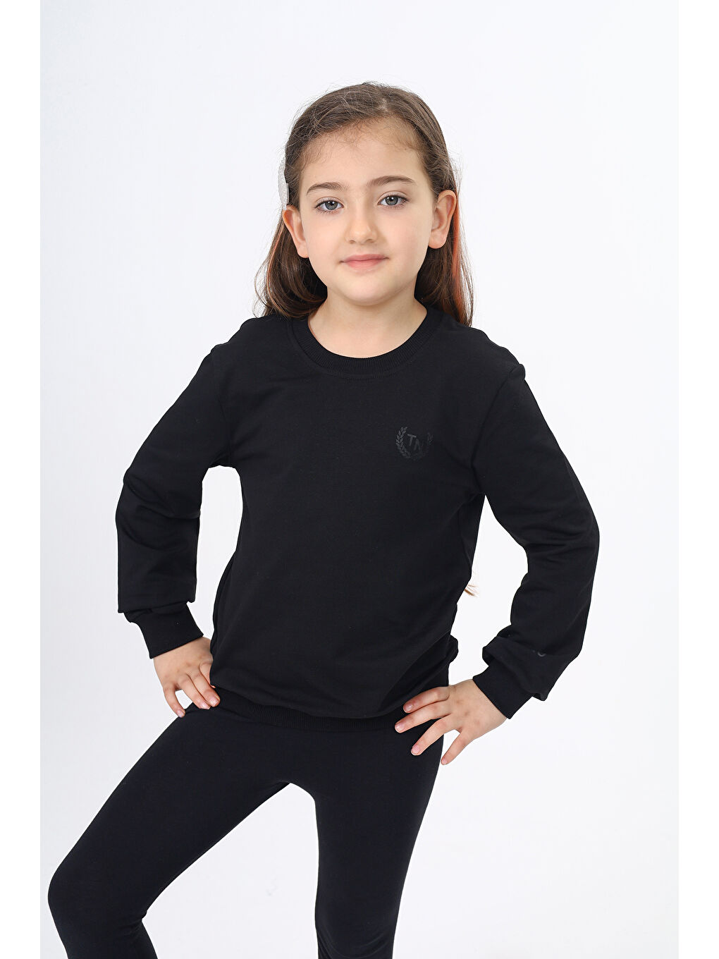 Toontoykids Siyah Kız Çocuk Baskılı Sweatshirt