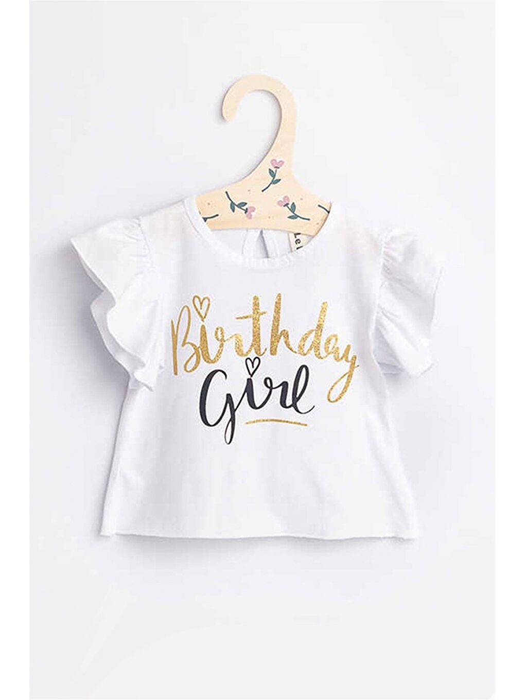 Le Mabelle Beyaz  Kısa Kollu Birthday Girl Kız Çocuk Tişört