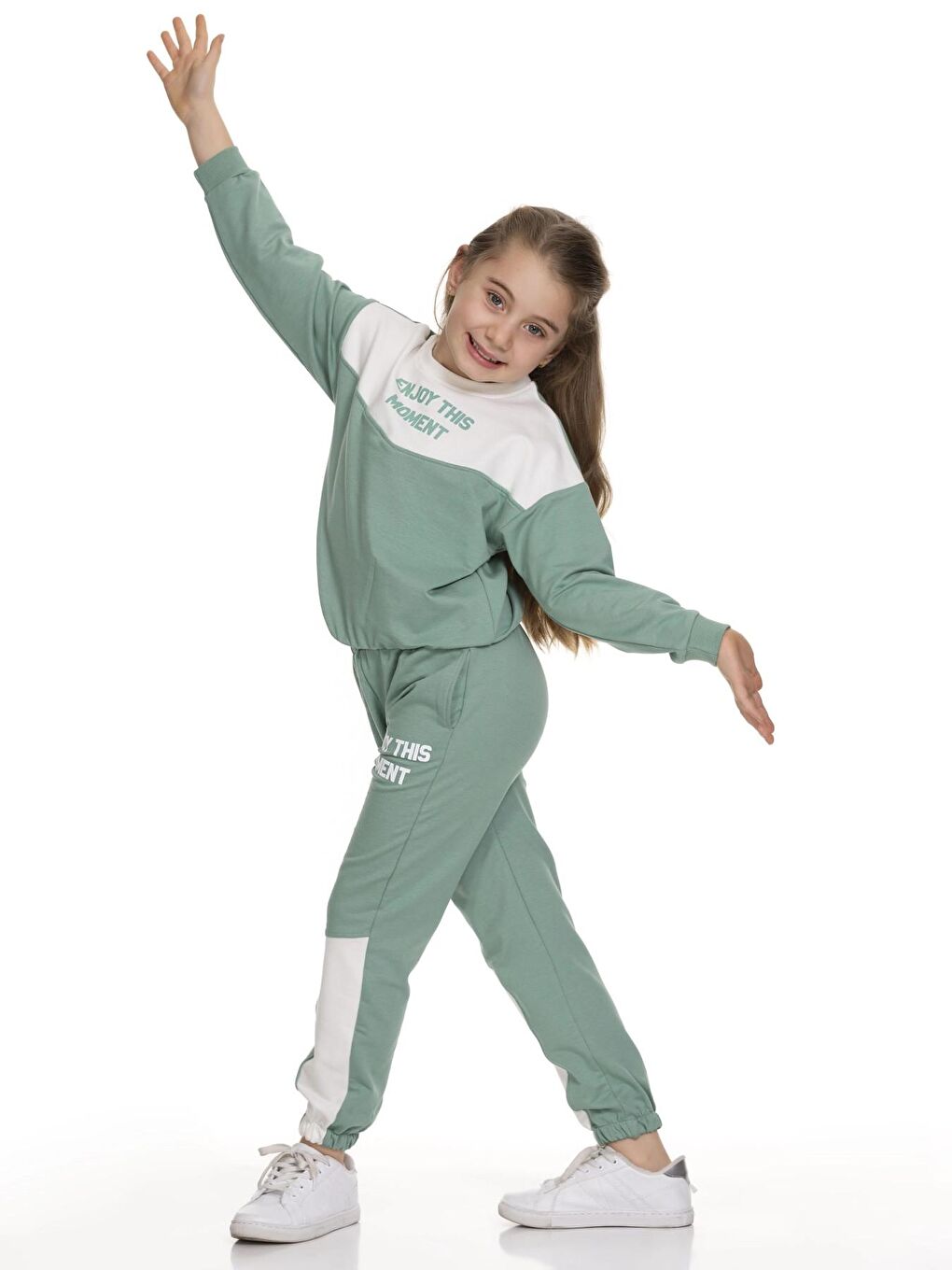 Yeşil Kız Çocuk Bisiklet Yakalı Eşofman Takım 51509-2