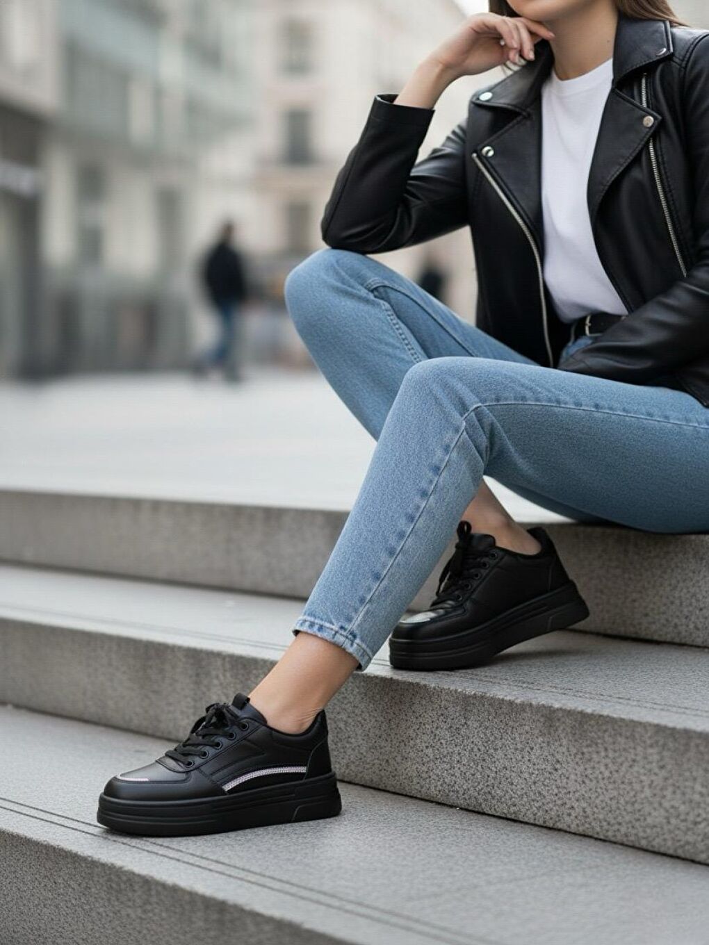 Garantili Elinda Siyah Günlük Ortopedik Kadın Sneaker Spor Ayakkabı-1