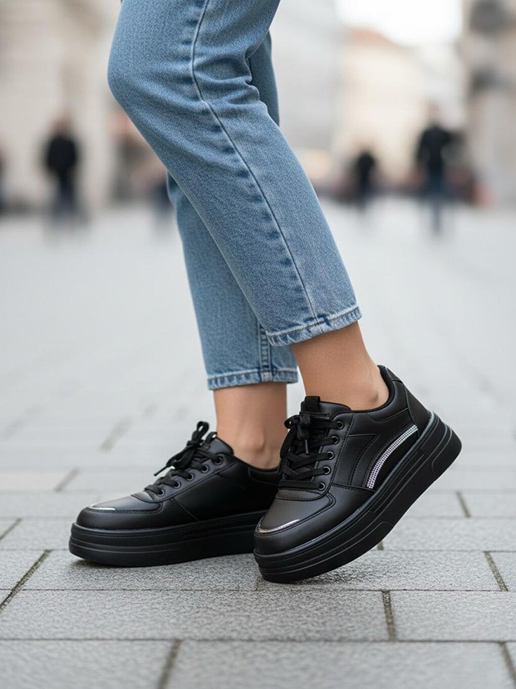 Garantili Elinda Siyah Günlük Ortopedik Kadın Sneaker Spor Ayakkabı-2