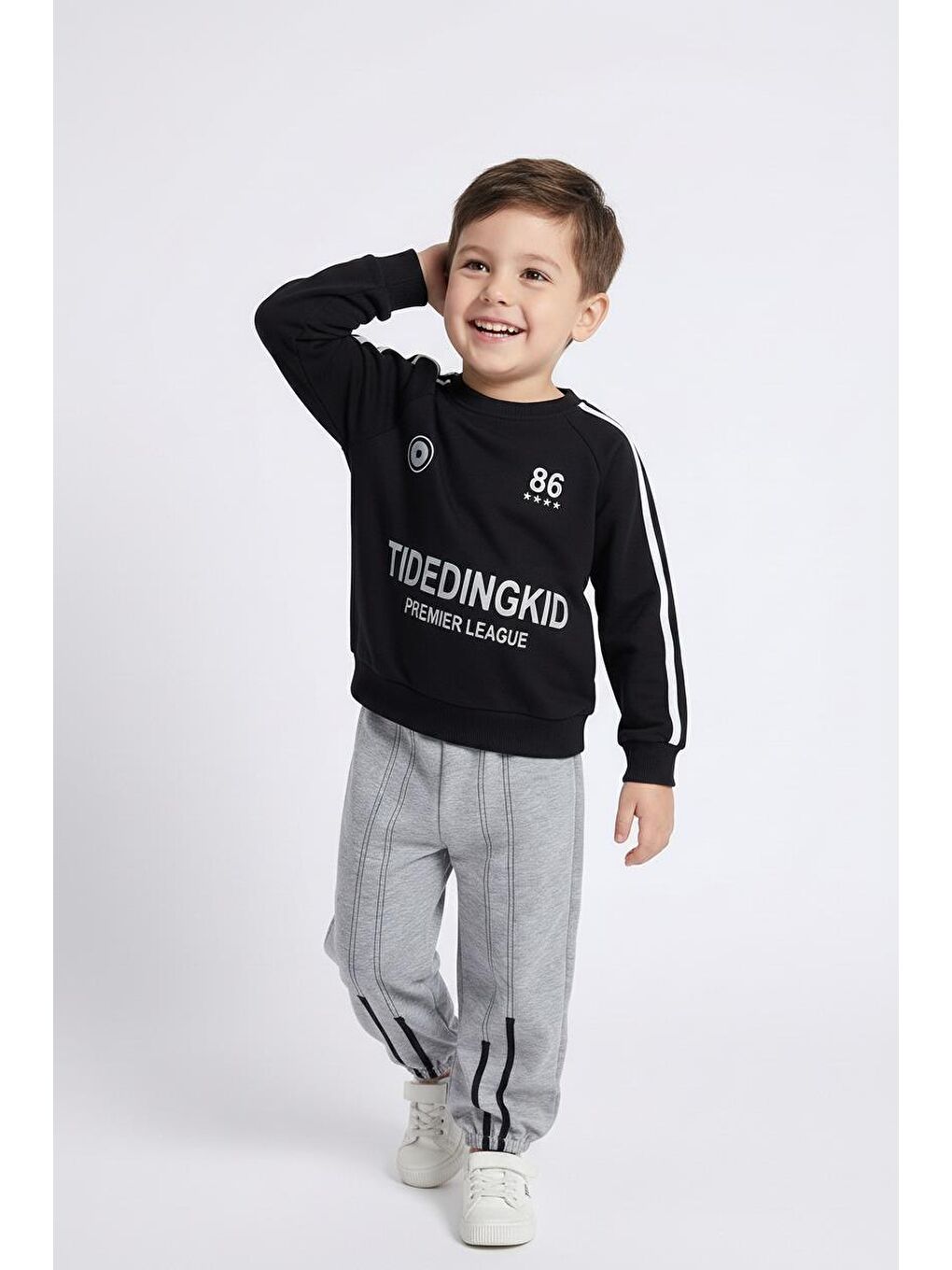 Siyah Baskılı Sweat Şeritli İkili Takım-3