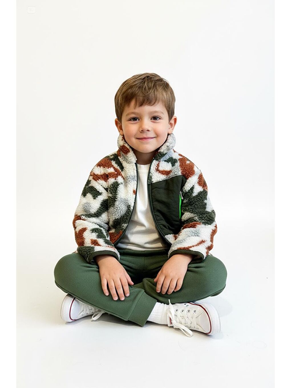 Haki Fermuarlı Polar 3lü Takım-1