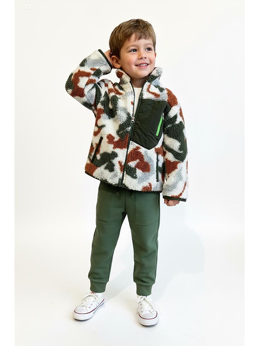 Haki Fermuarlı Polar 3lü Takım-2