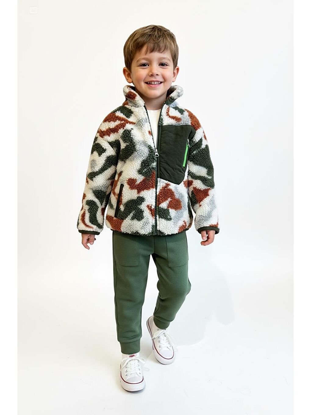 Haki Fermuarlı Polar 3lü Takım-3