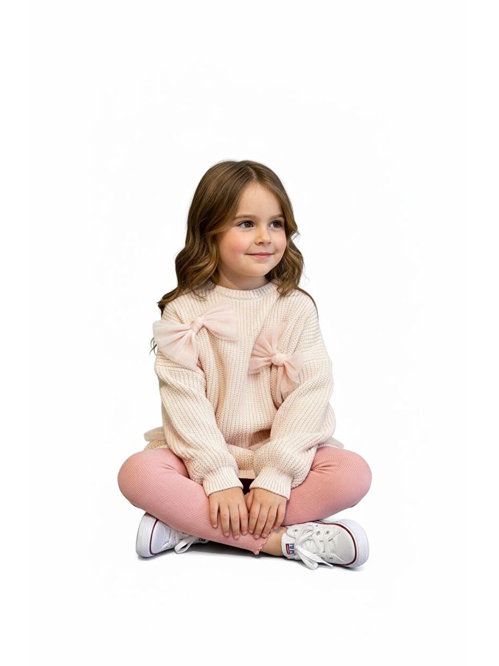 Pembe Fiyonklu Triko Kazak Kaşkorse Tayt Takım-2