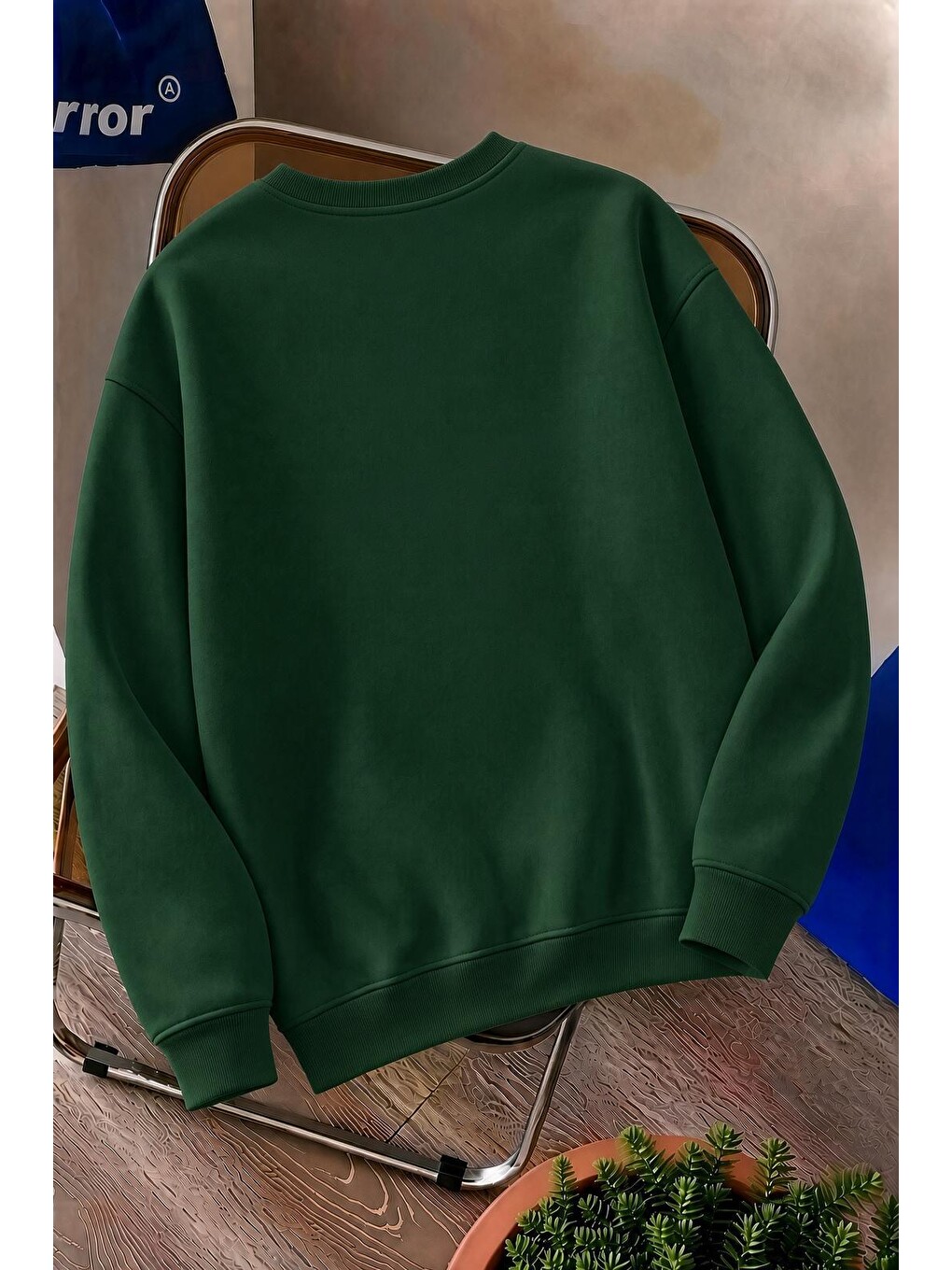 Yeşil Bs Life Design Minimalist İllüstrasyon Baskılı Sweatshirt-büyük Beden Seçenekli-1
