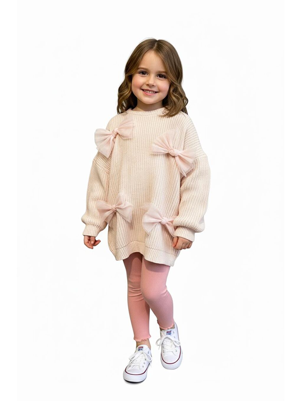 Pembe Fiyonklu Triko Kazak Kaşkorse Tayt Takım-3