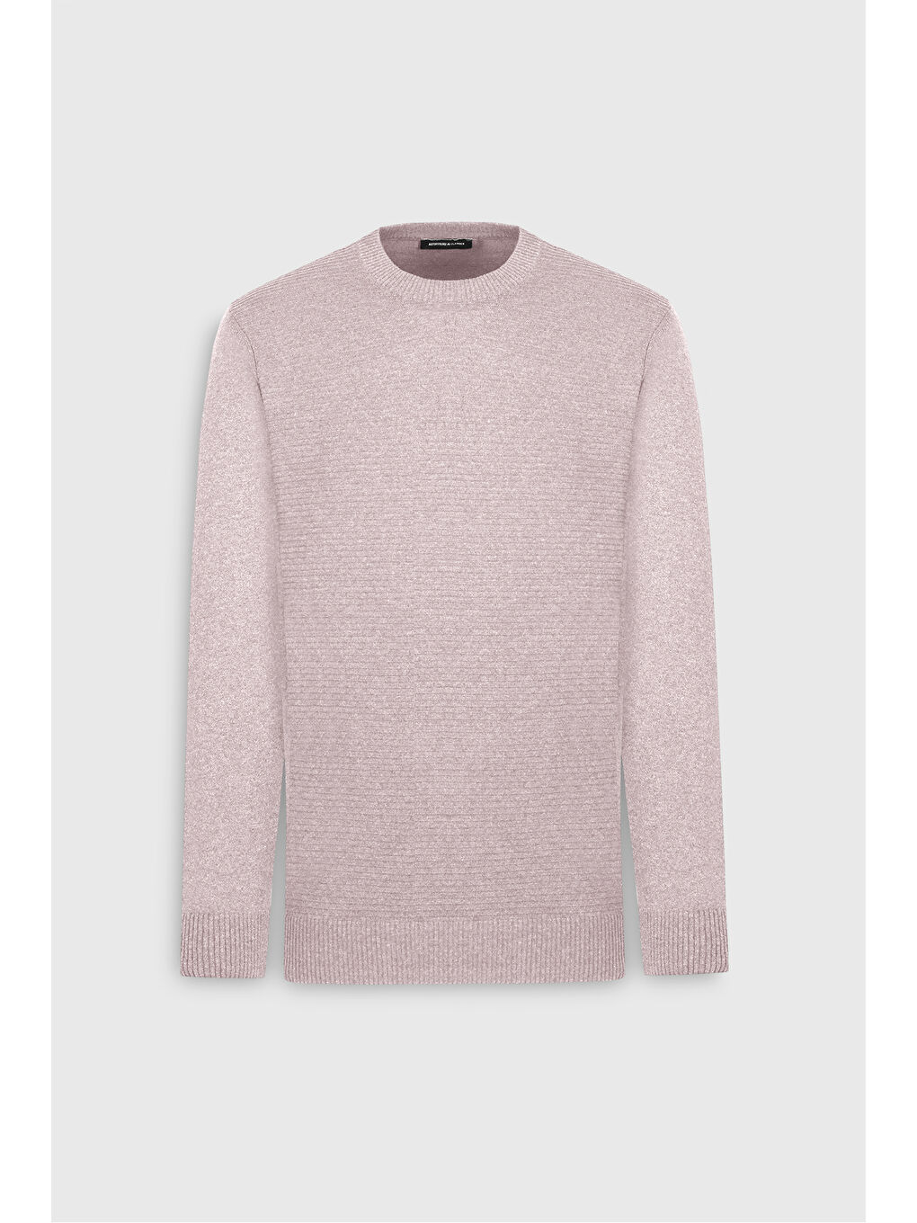 Erkek Bej Melanj Pamuklu Standart Fit Normal Kesim Bisiklet Yaka Jakarlı Triko Kazak-5