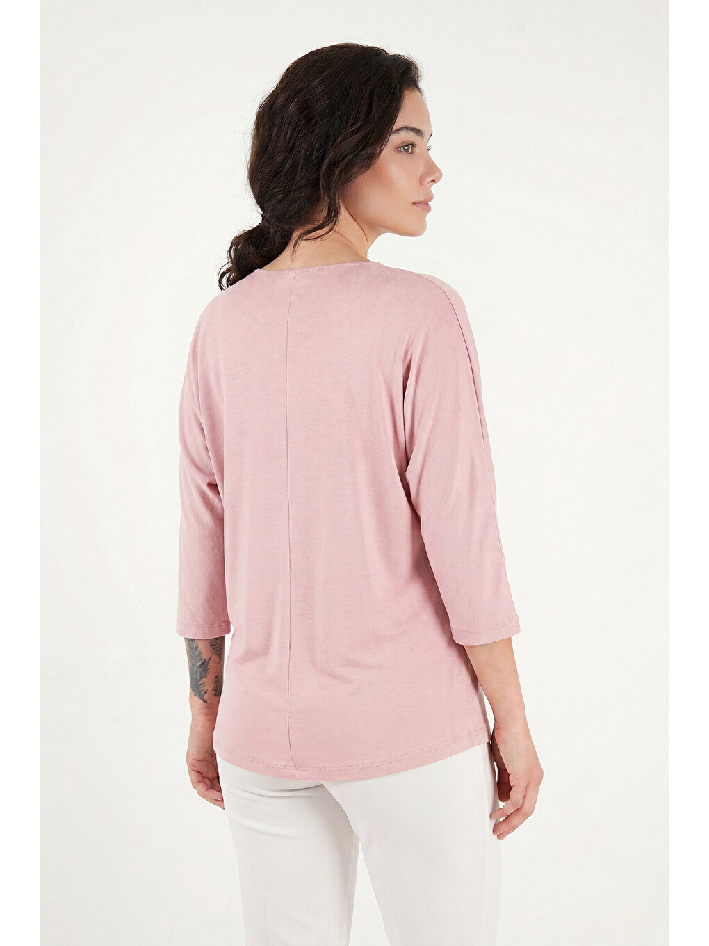 Pembe Bisiklet Yaka Truvakar Kol Kadın Bluz 5861416Y-6