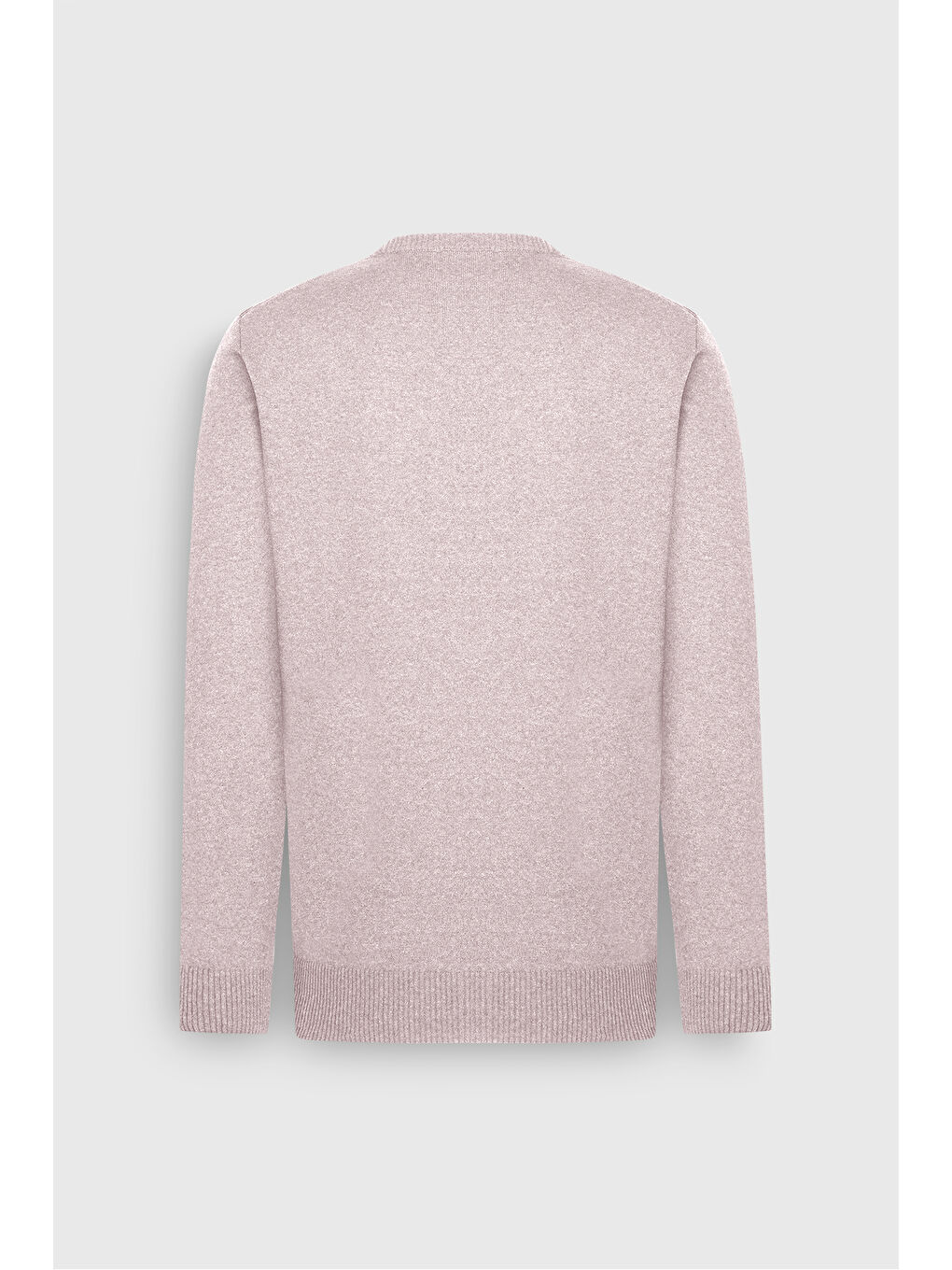 Erkek Bej Melanj Pamuklu Standart Fit Normal Kesim Bisiklet Yaka Jakarlı Triko Kazak-8