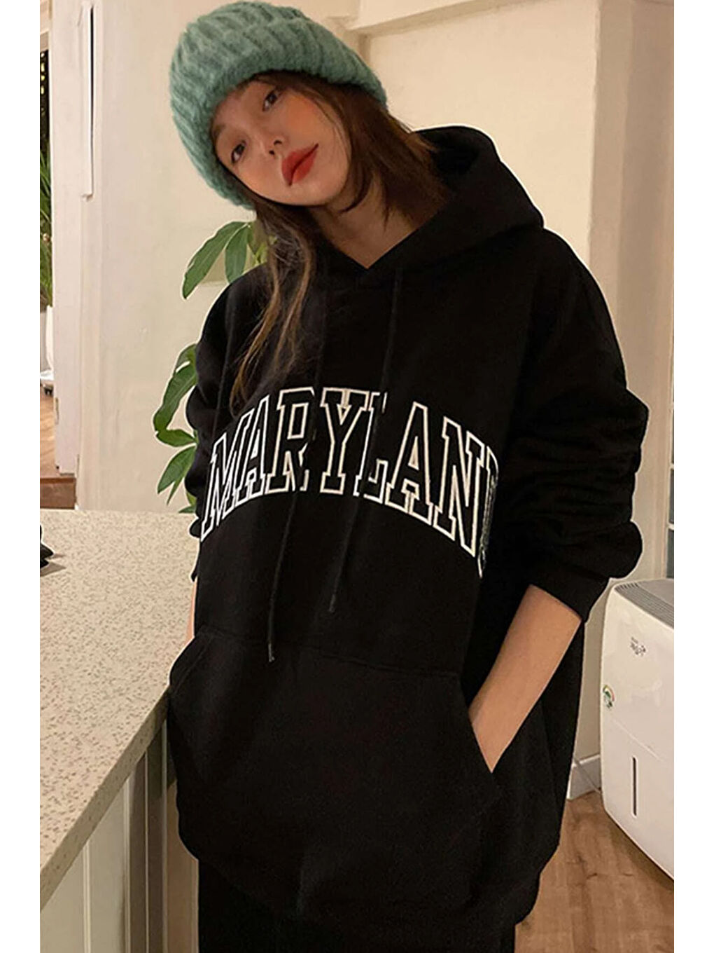 uyguntarz Siyah Unisex MARYLAND Baskılı Oversize Sweatshirt - 2