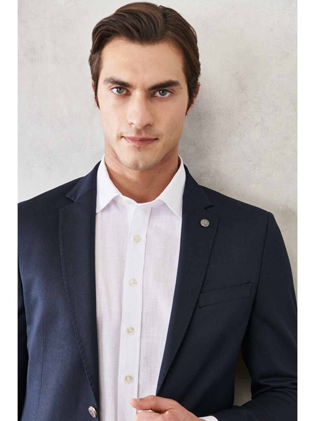 Erkek Lacivert Comfort Fit Kırlangıç Yaka Casual Ceket-2