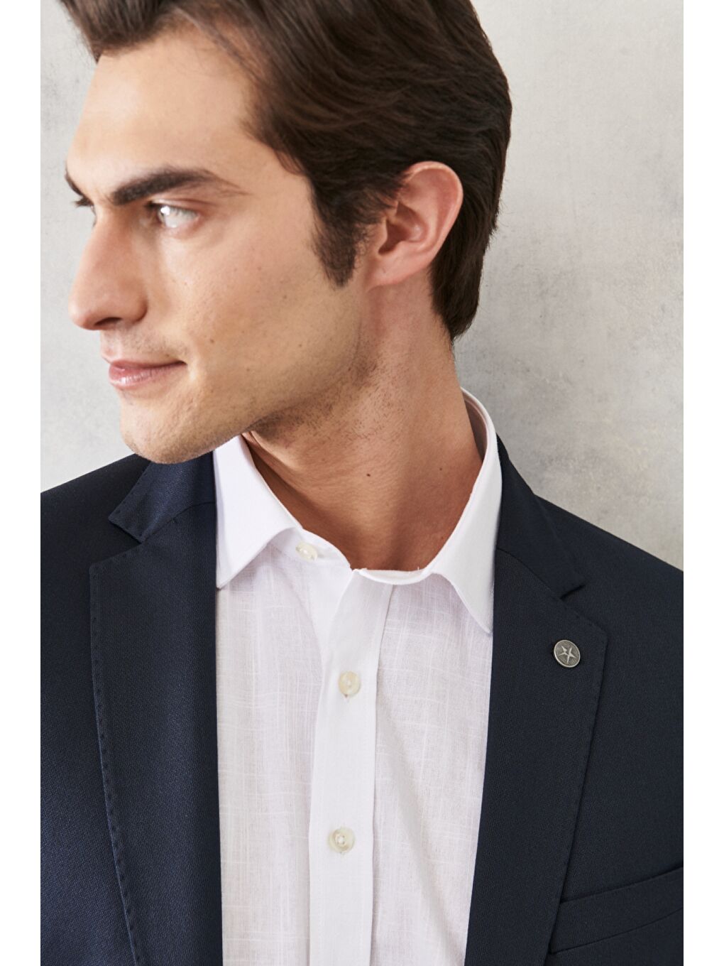 Erkek Lacivert Comfort Fit Kırlangıç Yaka Casual Ceket-3