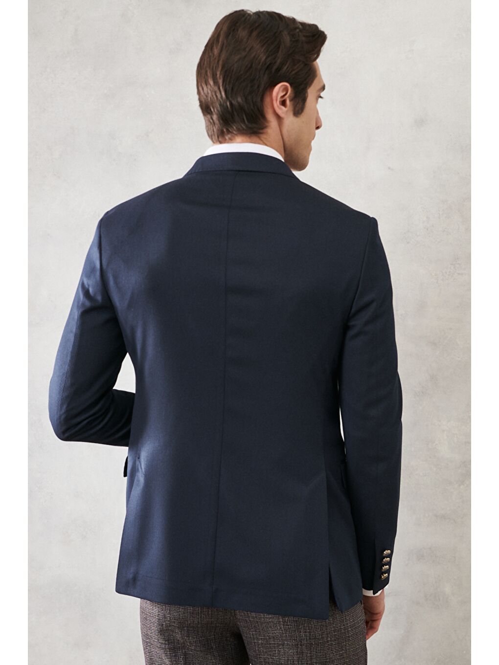 Erkek Lacivert Comfort Fit Kırlangıç Yaka Casual Ceket-5