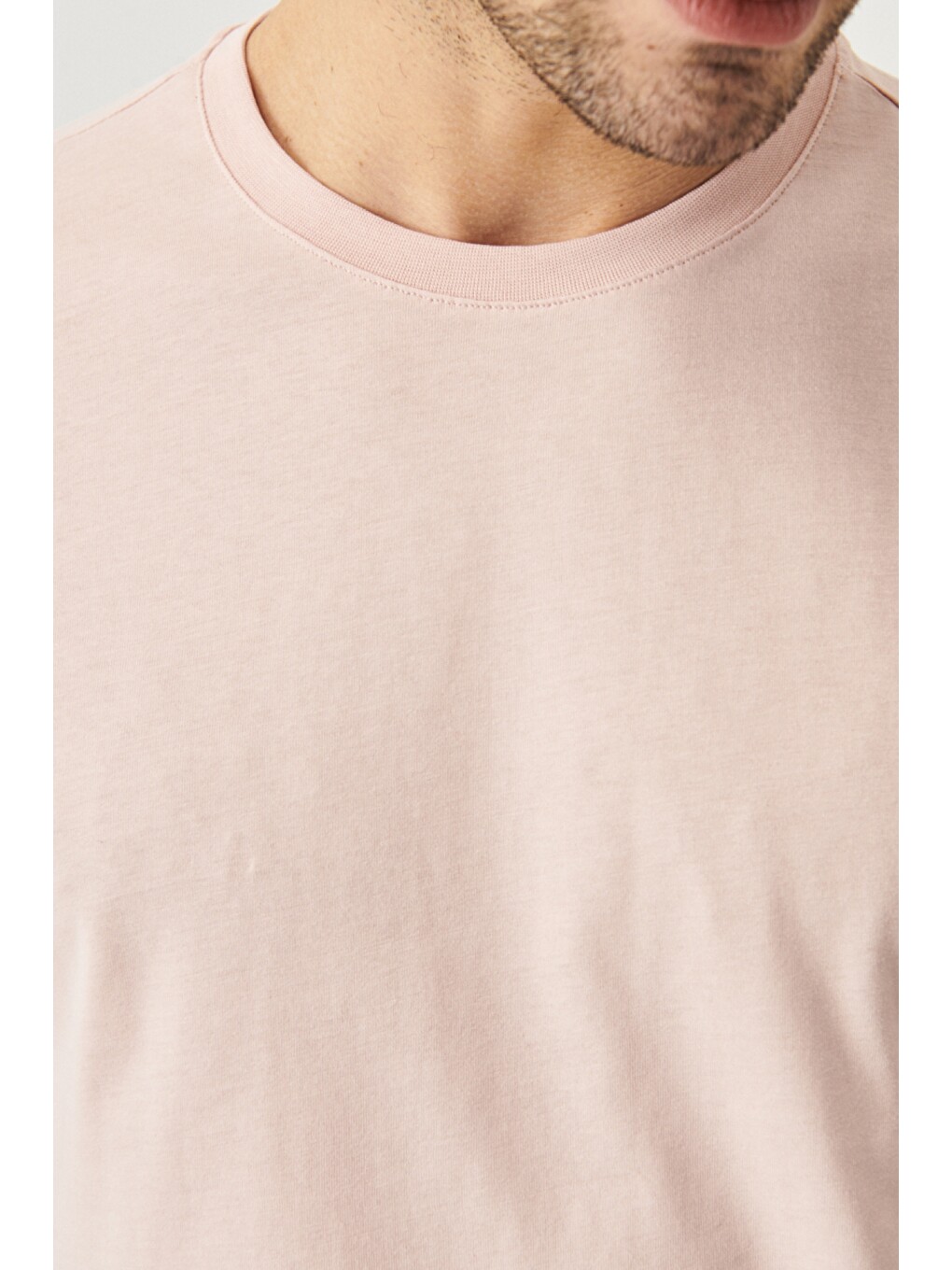 Pembe Erkek Gül Kurusu-turkuaz-sarı-bej Melanj-mint Slim Fit Dar Kesim Bisiklet Yaka 5'li Tişört Paketi-1