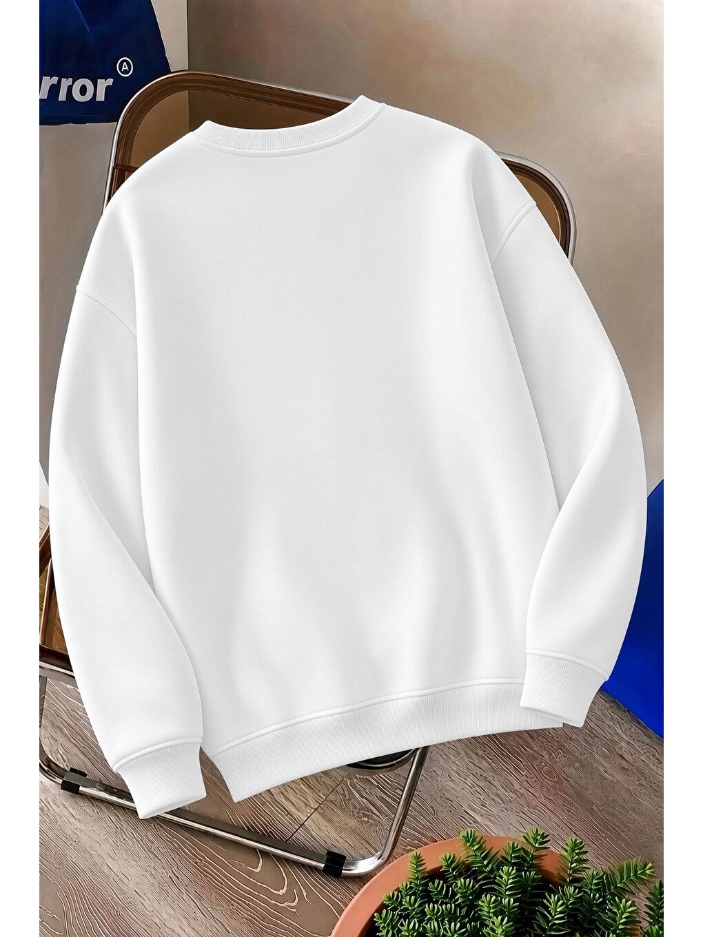Beyaz Bs Life Design Minimalist İllüstrasyon Baskılı Sweatshirt-büyük Beden Seçenekli-1