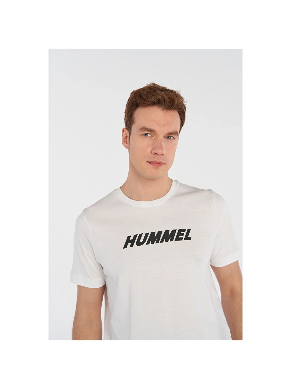 Hummel Elemental Logo Pamuk Erkek Beyaz Yuvarlak Yaka Tişört - 1