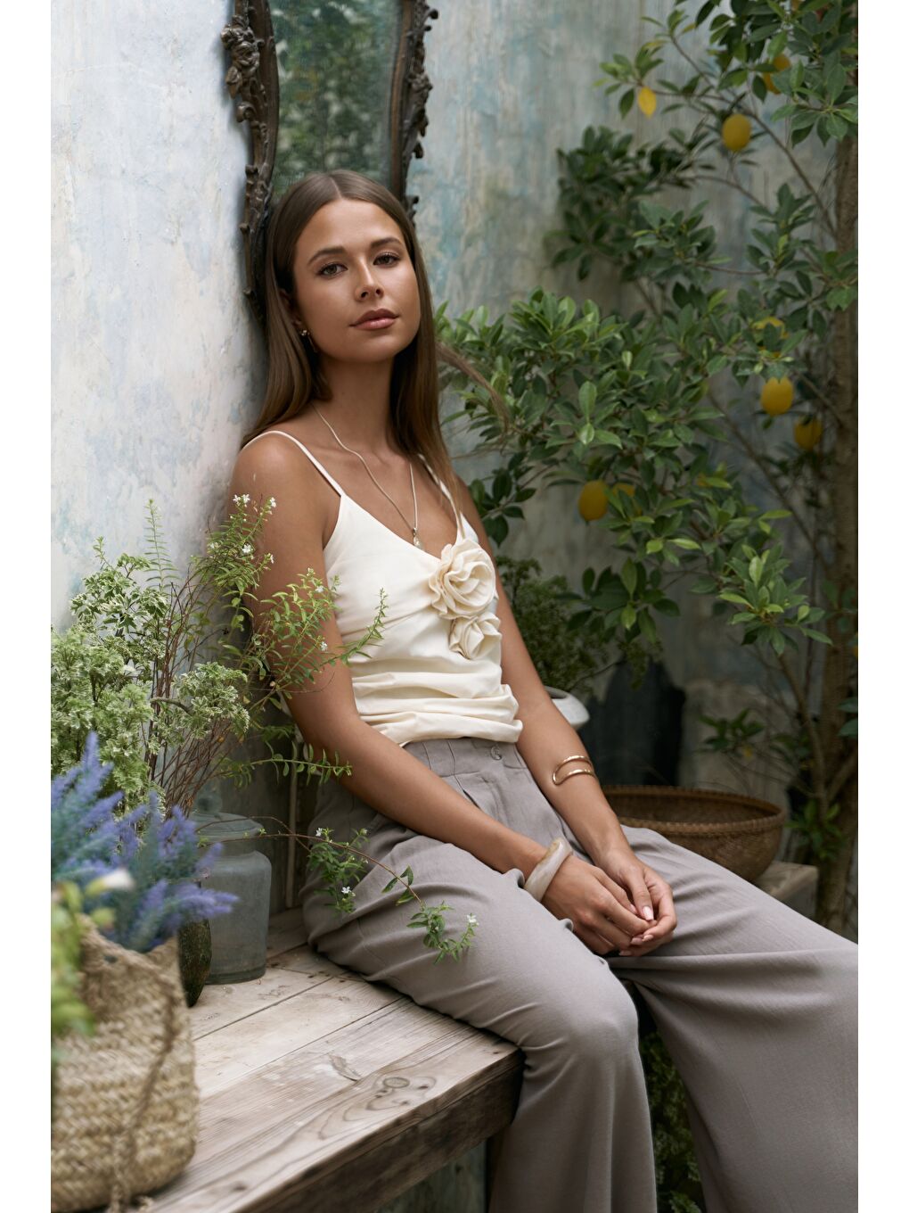 Tia Gül Detay Sarı Crop-1