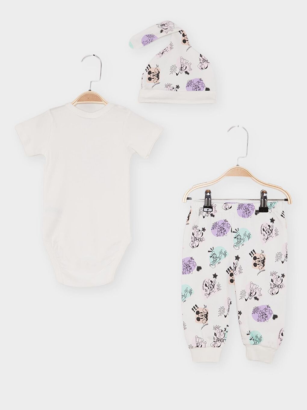 Supermino Ekru Minnie Mouse Lisanslı Kız Bebek 3'Lü Takım 21785 - 2