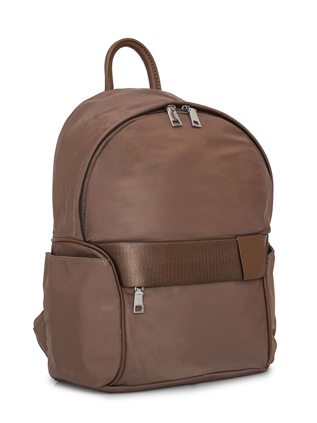 Bej Fermuarlı Yan Cepli Kadın Sırt Çantası MB19-1