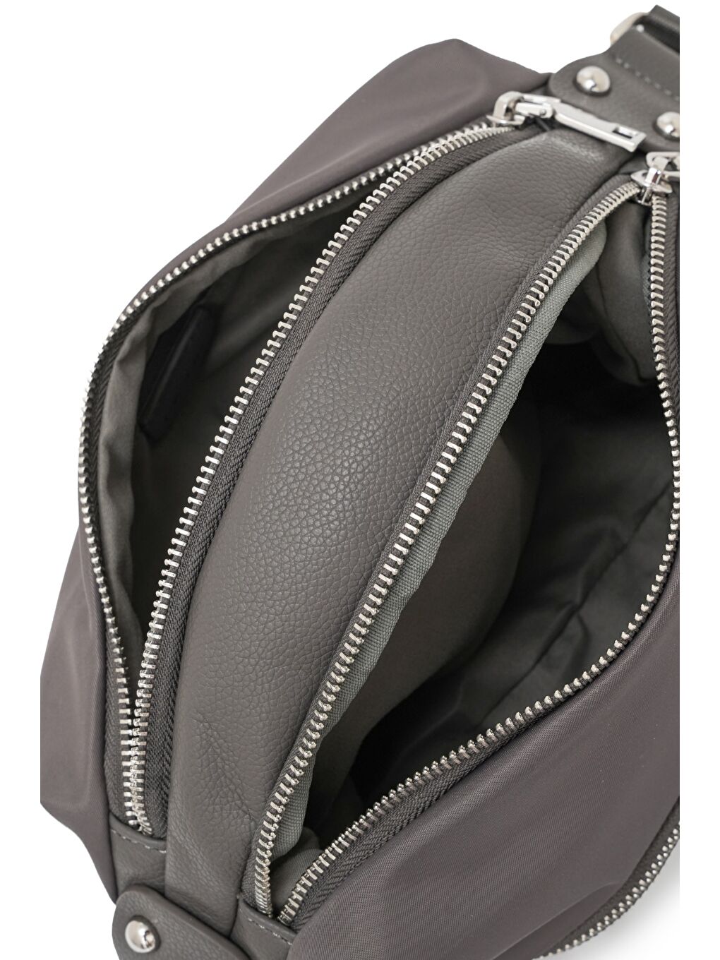 Gri Zincir Detaylı Fermuarlı Kadın Omuz Çantası MB15-4