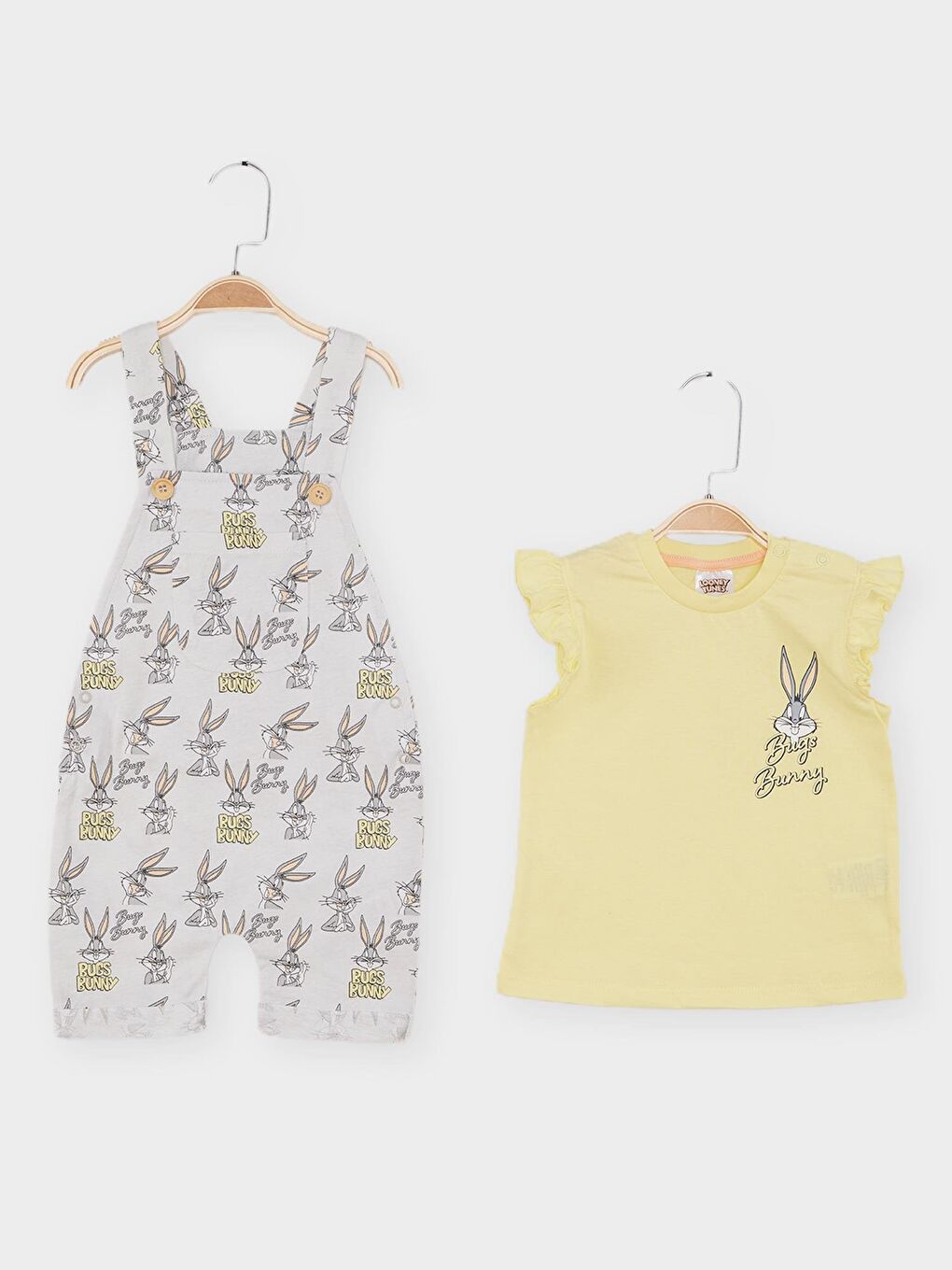 Gri Looney Tunes Kız Bebek Salopet Takım 21887