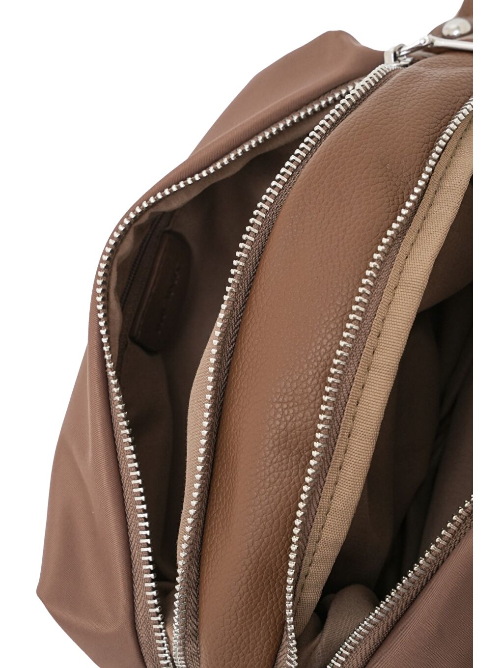 Bej Zincir Detaylı Fermuarlı Kadın Omuz Çantası MB15-4