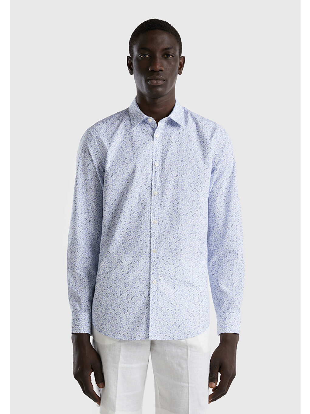 Erkek Mavi Mix  100 Pamuk Desenli Gömlek