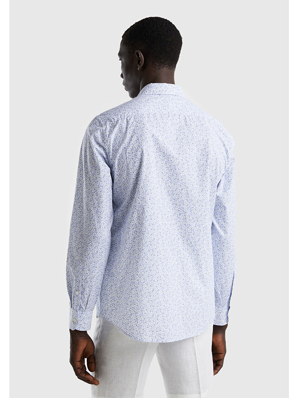 Erkek Mavi Mix  100 Pamuk Desenli Gömlek-1