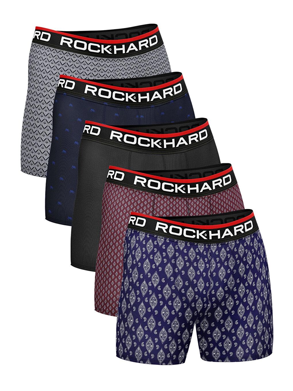 ROCKHARD Karışık Asorti Erkek Desenli Modal Boxer 5'Li Paket