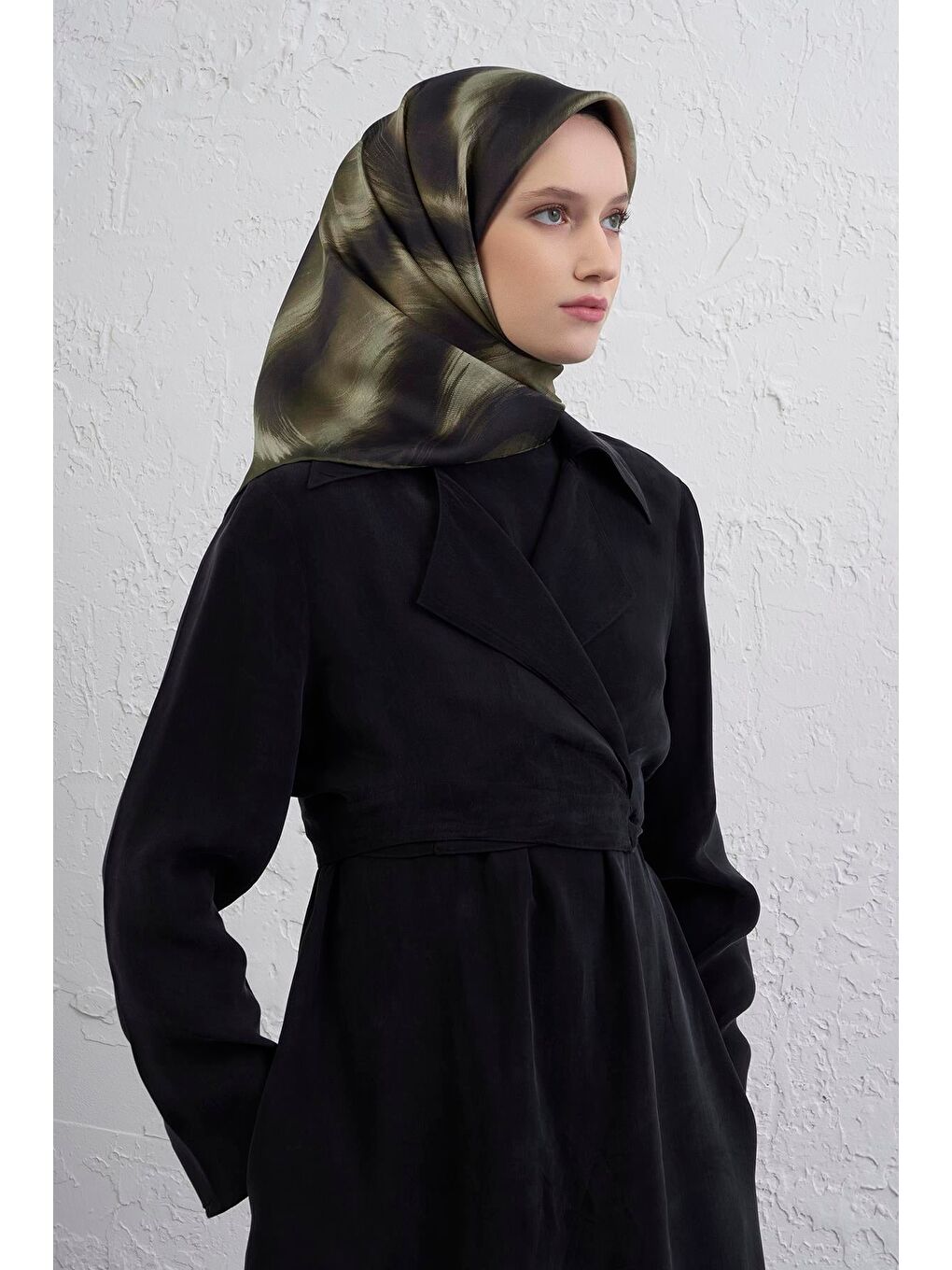 Haki Saf İpek Sura Eşarp 9432D 32