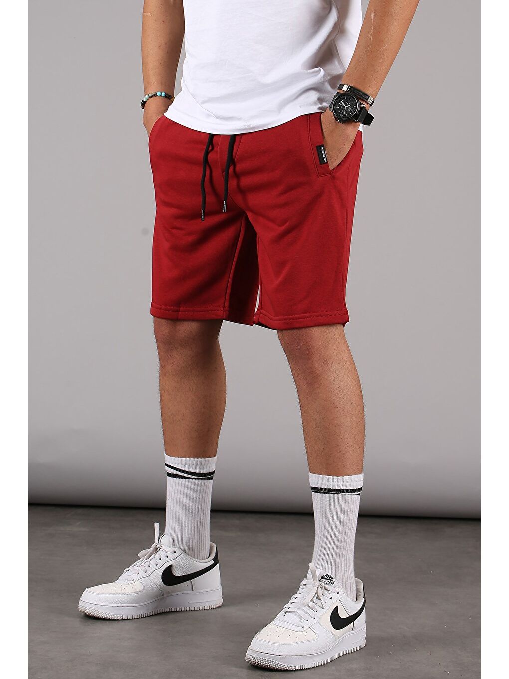 Beyaz-Mavi-Bordo Regular Fit 3'Lü Şort Seti 5790-3