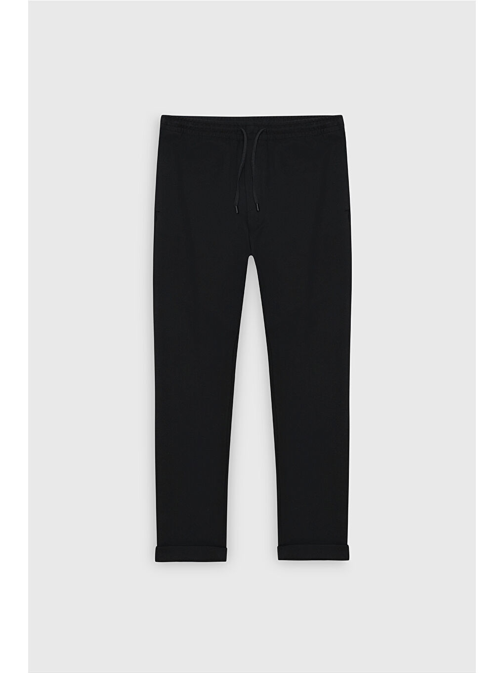 Erkek Siyah Standart Fit Normal Kesim Cepli Beli Bağlamalı Rahat Örme Pantolon-6