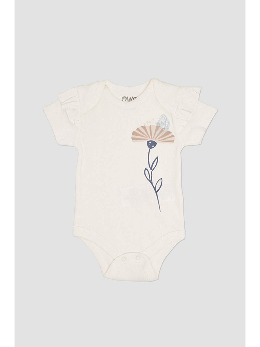 Ekru Kız Çocuk Baskılı Kısa Kollu Body