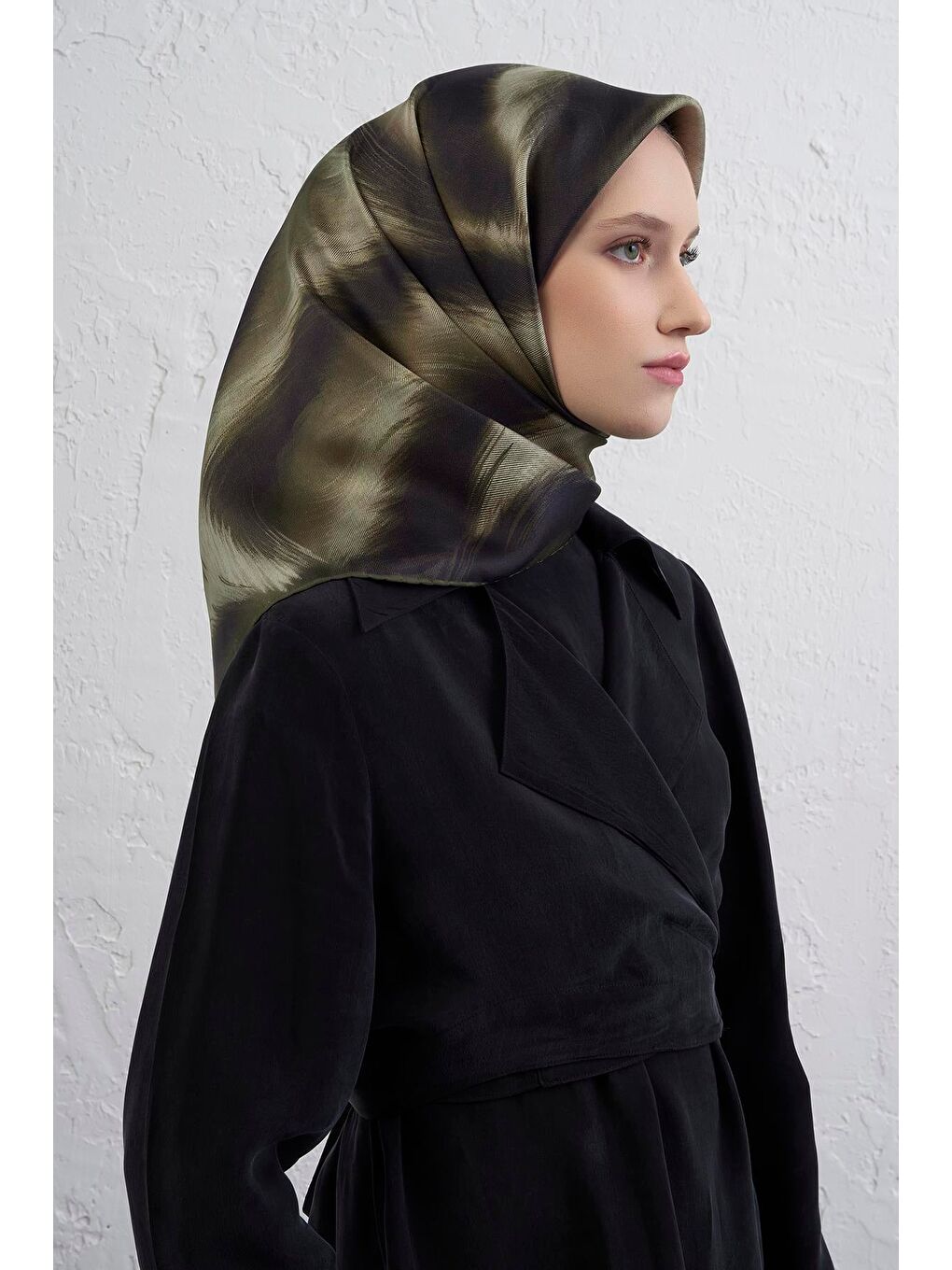 Haki Saf İpek Sura Eşarp 9432D 32-1