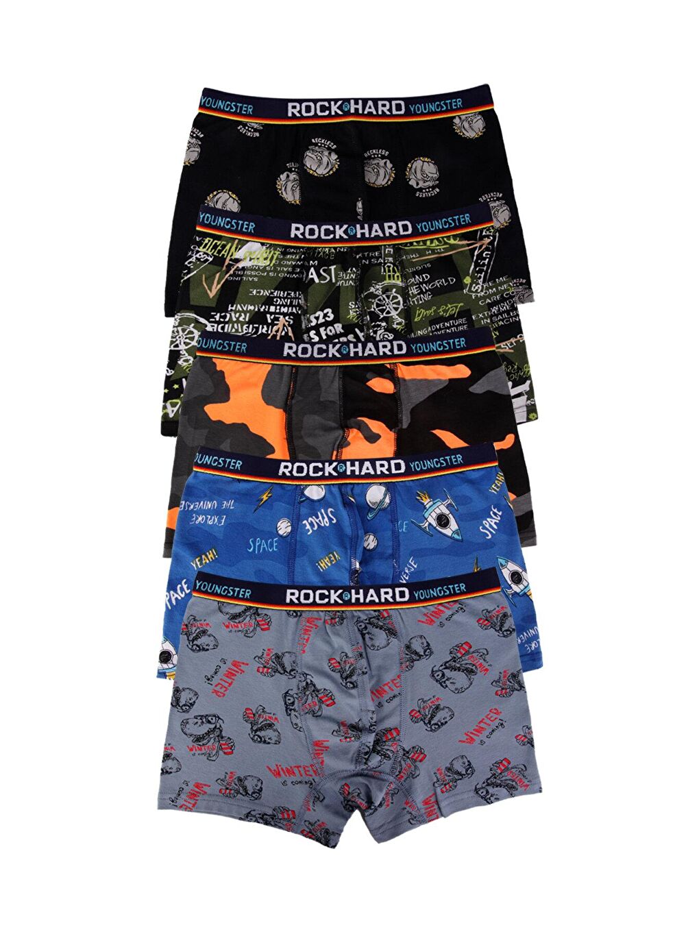 Karışık Erkek Çocuk Pamuklu Likralı Boxer 5'Li Paket