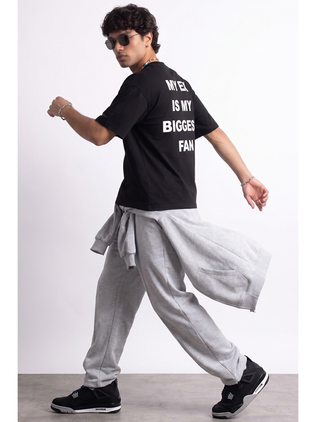 Erkek Boxy Ex Siyah Premium T-Shirt-1