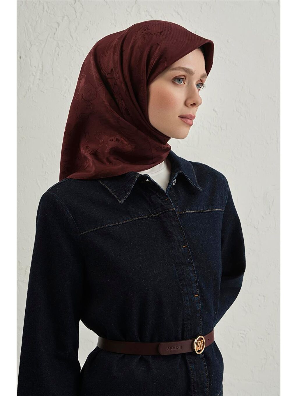 Bordo Floş Pamuk Eşarp 2 32-1