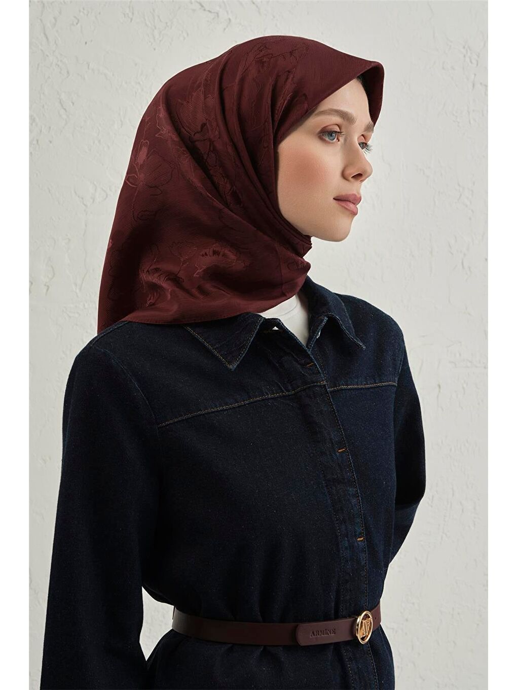 Bordo Floş Pamuk Eşarp 2 32-2