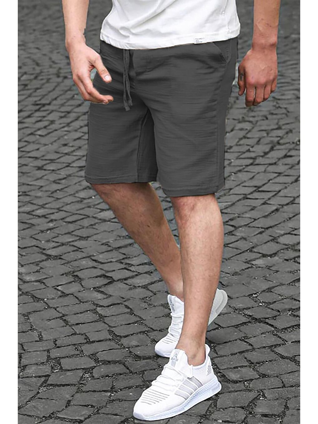 Gri Füme Basic Keten Erkek Şort 6506