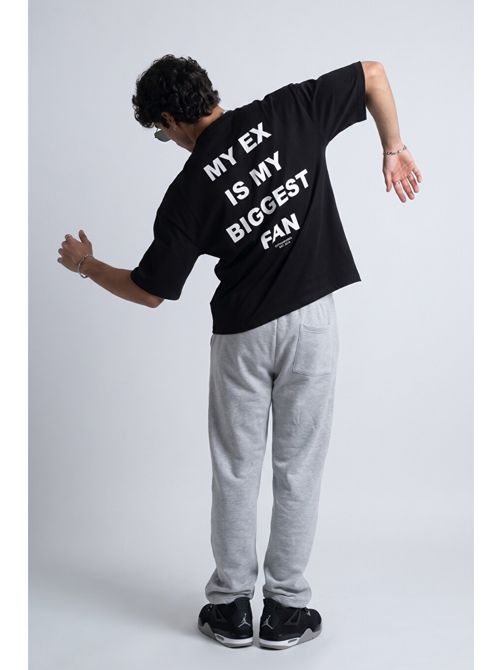 Erkek Boxy Ex Siyah Premium T-Shirt-3