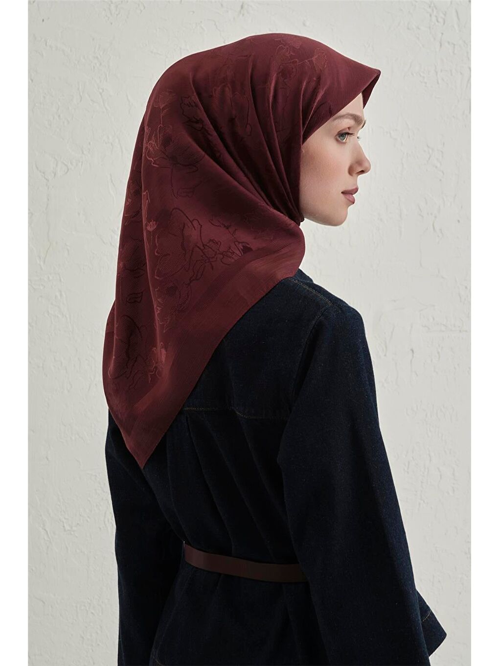 Bordo Floş Pamuk Eşarp 2 32-3