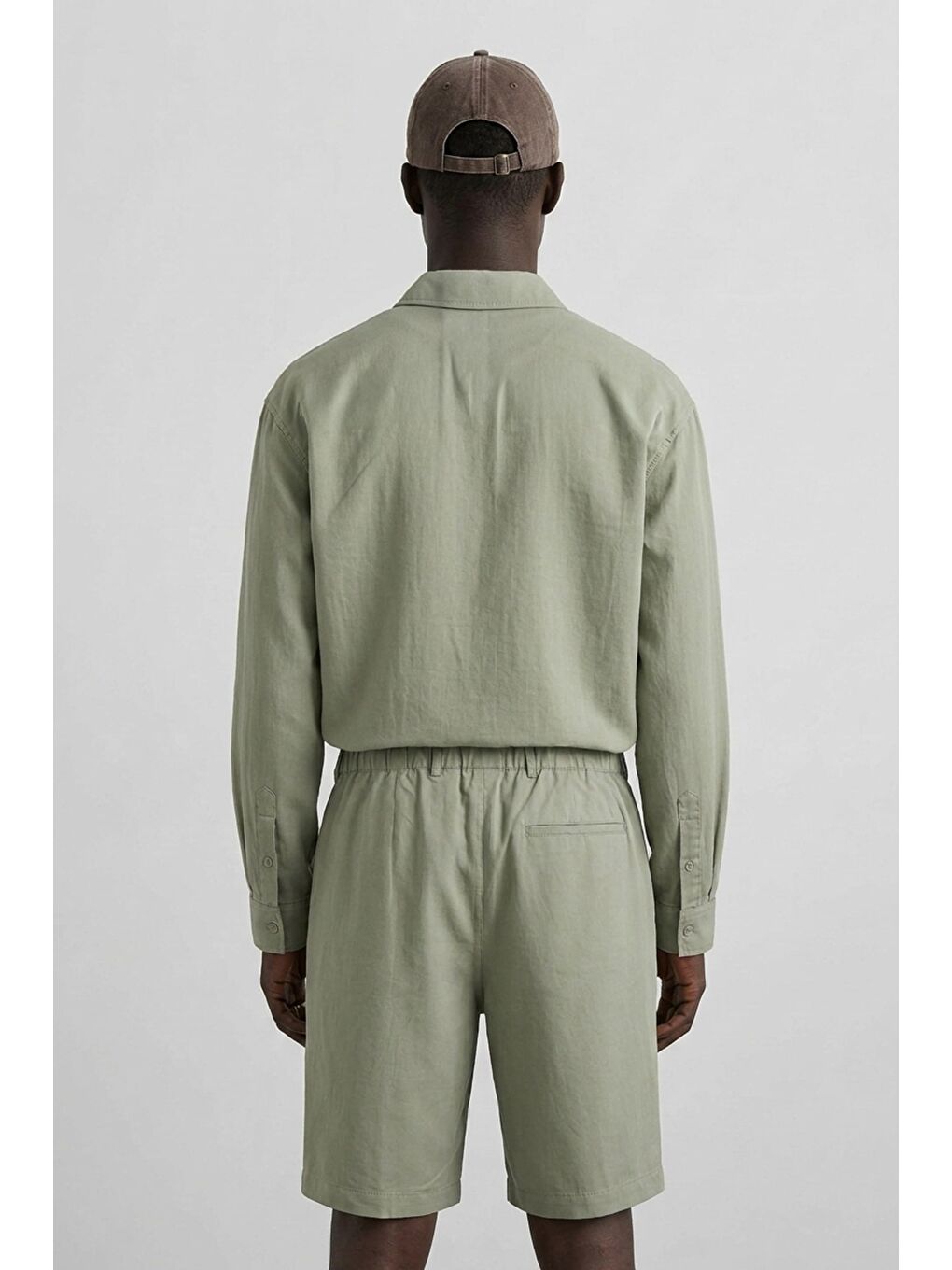Erkek Baggy Kesim Modal Karışımlı Şort Haki Yeşil-4
