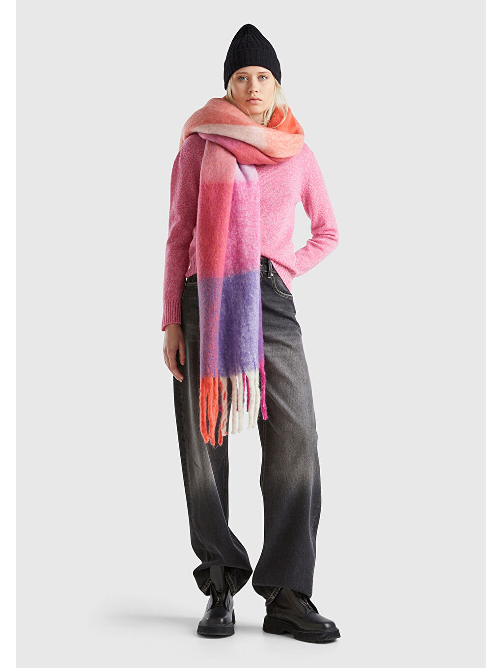 Kadın Turuncu Mix Renkli Şal-2