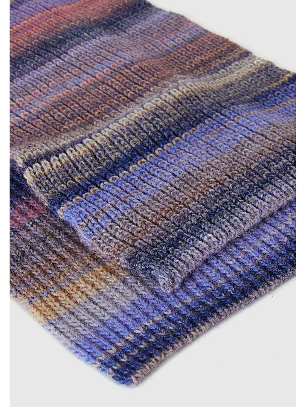 Kadın Mavi Mix Yün Karışımlı Renkli Çizgili Atkı-1