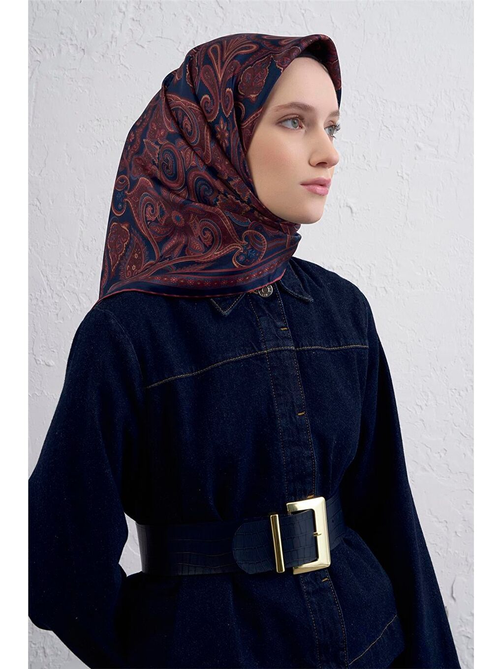 Bordo Saf İpek Sura Eşarp 9421D 88-1