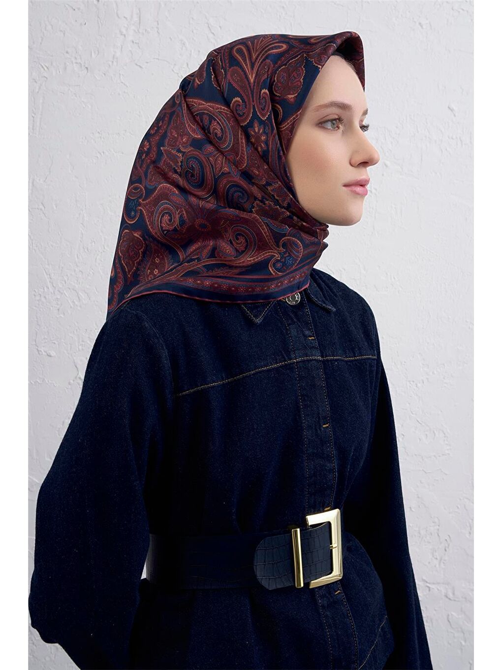 Bordo Saf İpek Sura Eşarp 9421D 88-2