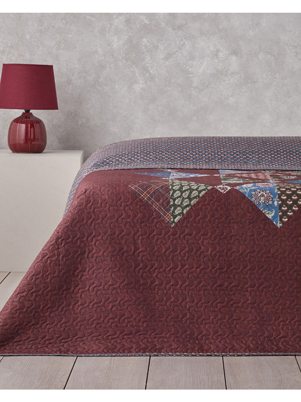 Diamond Clam Çift Kişilik Çok Amaçlı Örtü 200x220 cm Bordo-2